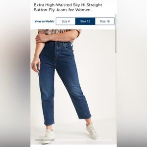 Extra High-Waisted Sky Hi Straight Button-Fly Jeans - Old Navy